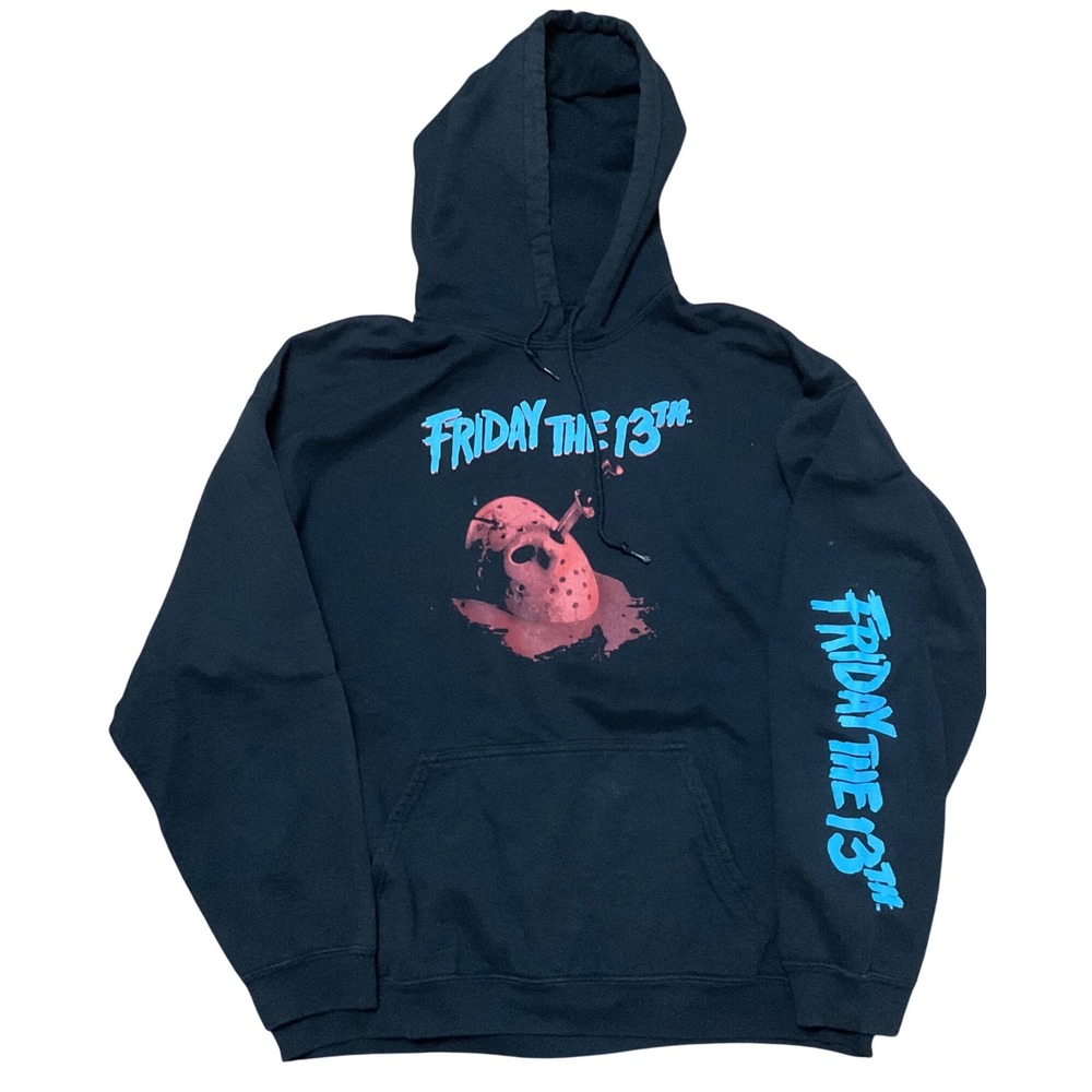 Friday The 13th Jason Voorhees Mask Graphic Hoodie Black Ripple Junction Large